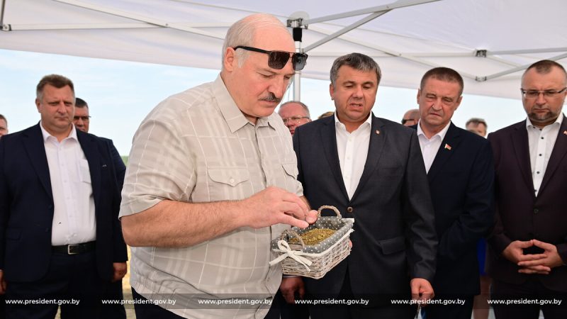 Лукашенко и чиновники в Пружанском районе. Фото: пресс-служба Лукашенко