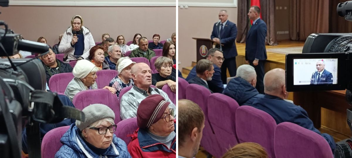 Встреча жителей Южного с чиновниками по поводу строительства детского сада в октябре 2025 года. Коллаж BGmedia