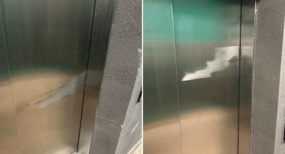 пашкоджаны ліфт у жылым комплексе