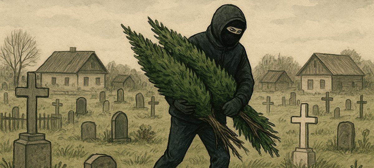 неизвестный украил туи с кладбища