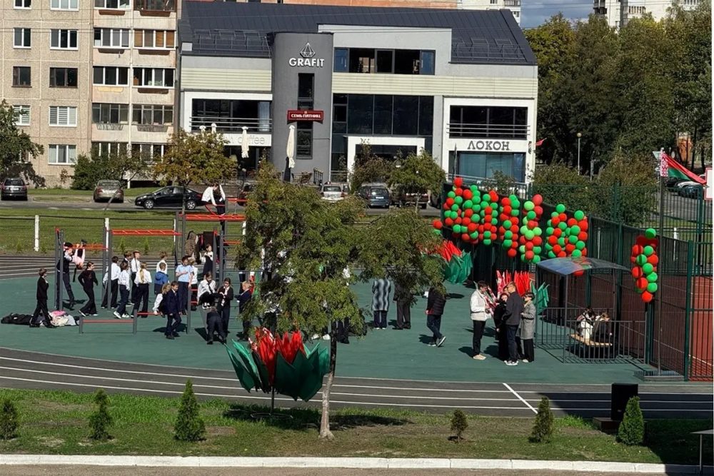 Открытие спортплощадки в гимназии №4 Бреста. Фото: Брестский горисполком